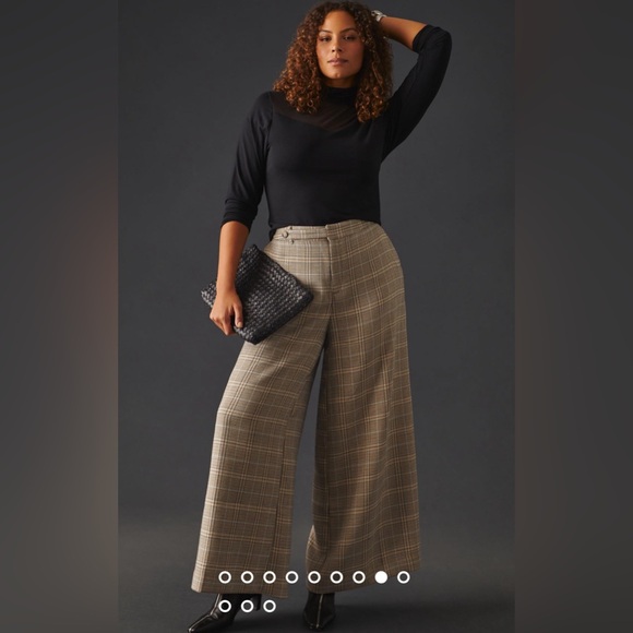 Maeve Plaid Wide Length Pants Anthropologie - Picture 1 of 8